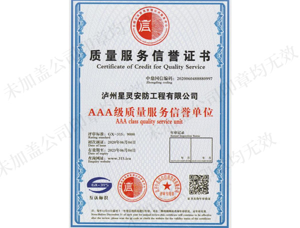 3A級質(zhì)量服務(wù)信譽單位